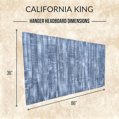 Barn Walls California King Wood Headboard - Blue Stonewash Farmhouse Design - Wall Mounted Floating Headboard for Cal King Bed - Handcrafted Solid Wood - Easy No-Drill Installation