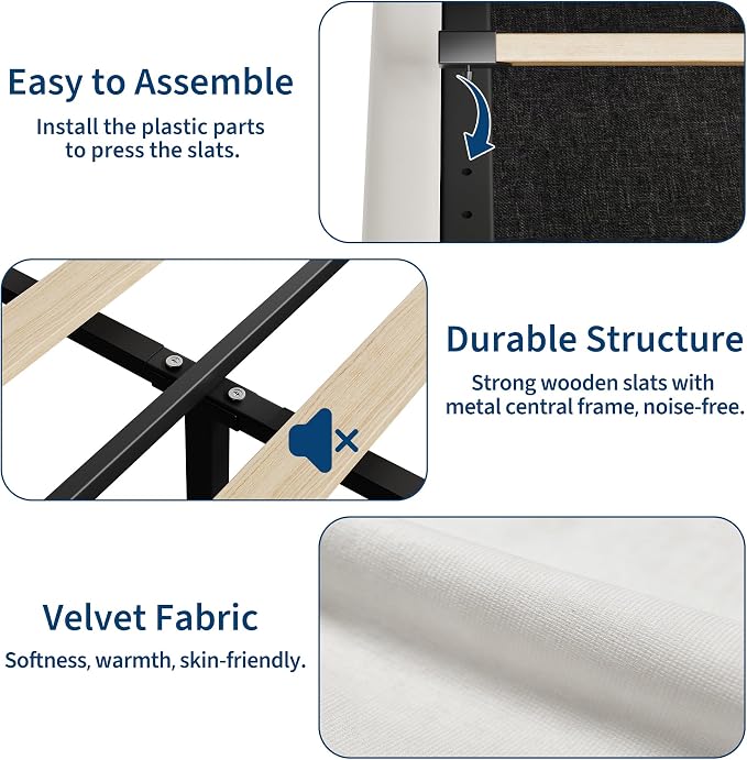 GarveeHome Full Bed Frame with Storage Headboard, Kids Bed Frame with 2 Drawers, Velvet Upholstered Platform Bed Frame with Lights, No Box Spring Needed, Easy Assembly, Velvet White