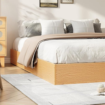 Garvee Wood Platform Bed Frame, King Size Low Profile Bed Frame Without Headboard, Wood Slat Support, No Box Spring Needed, Easy Assembly