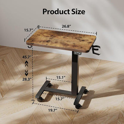 Agilestic Electric Standing Desk, 26 x 16 Inches Height Adjustable Desk, Sit Stand up for Work Office Home, Ergonomic Rising Computer Table with with Wheels, Rustic Brown