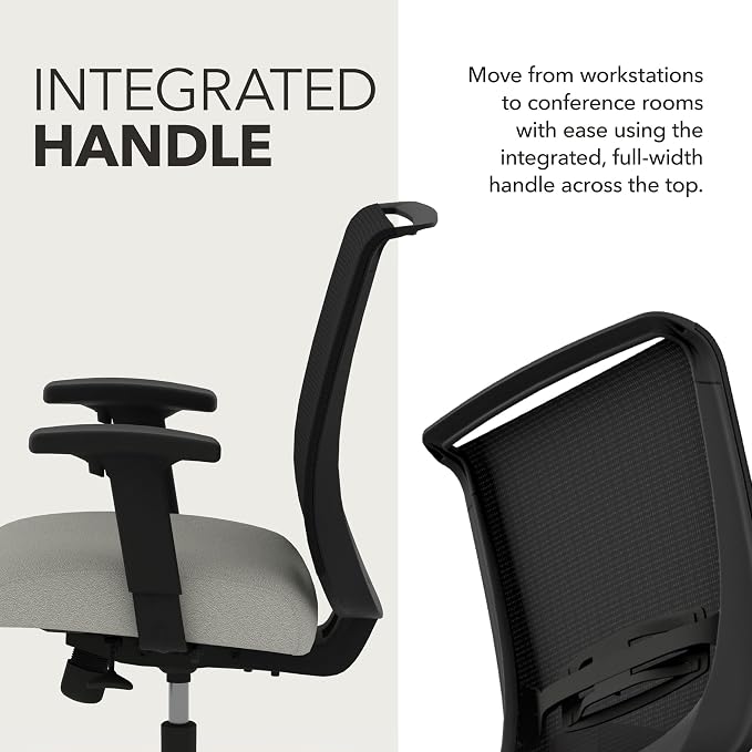 HON Convergence Ergonomic Office Chair with Mesh Back, Adjustable Arms, Lumbar Support, Synchro‑Tilt Desk Chair with Wheels for Home Office or Computer Use, Black Frame, Fog