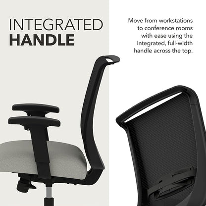 HON Convergence Ergonomic Office Chair with Mesh Back, Adjustable Arms, Lumbar Support, Synchro‑Tilt Desk Chair with Wheels for Home Office or Computer Use, Black Frame, Fog