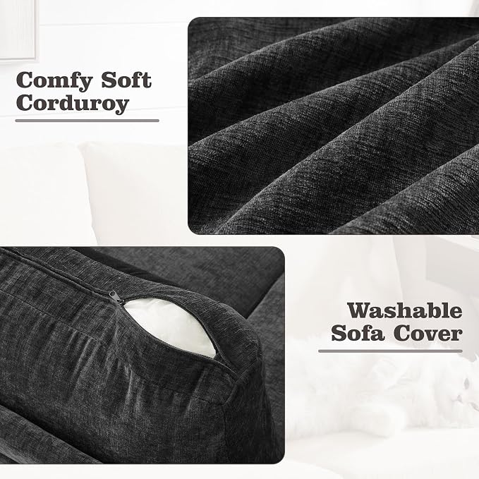 Apicizon 89" 3 Seat Couch for Living Room, Comfy Couch Clound Sofa 3 Seater Sofa, Modern Couches with Removerable Cover for Bedroom, Dark Grey Chenille
