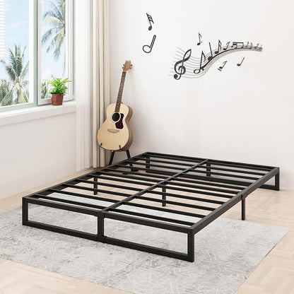 Lutown-Teen 8 Inch Full Bed Frame No Box Spring Needed, Heavy Duty Metal Platform Beds with Sturdy Steal Slats for Mattress Foundation, Easy Assembly, Noise Free, Black