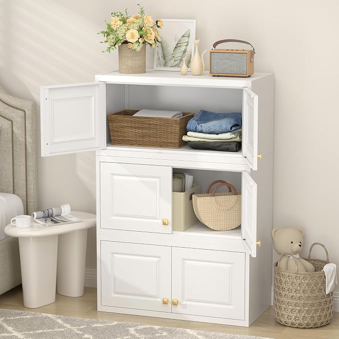 UNICOLY 15" Wall Mounted Storage Cabinet, Small Armoire Wardrobe Closet, Small Hanging Cabinet for Bedroom School, Employee, Gym, Armarios De Ropa para Dormitorio, Assembly Required, White