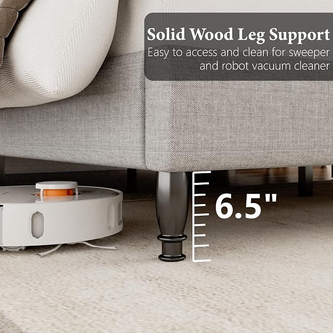 Full Bed Frame with Headboard, Upholstered Platform Bed with Tall Wingback Headboard, Sturdy Wood Slats Support, Easy Assembly, No Box Spring Needed, Modern Style for Bedroom, Beige