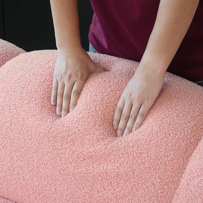 JACH 3 Seater Cloud Sofa for Living Room, Modern Sherpa Upholstered Couch, Minimalist Leisure Sofa, Comfy Cloud Couch for Apartment, Small Space, No Assembly Required (Pink)