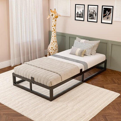 Bilily 10 Inch Twin Bed Frame with Steel Slat Support,Low Profile Twin Metal Platform Bed Frame Support Mattress Foundation,Heavy Duty,No Box Spring Needed,Easy Assembly,Noise Free