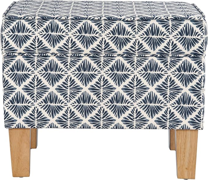 HomePop 22" Modern Rectangular Storage Ottoman - Blue Geometric Pattern