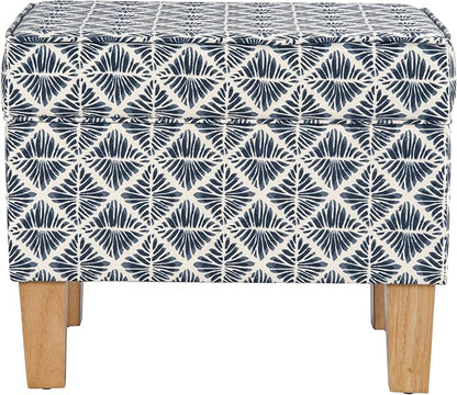 HomePop 22" Modern Rectangular Storage Ottoman - Blue Geometric Pattern