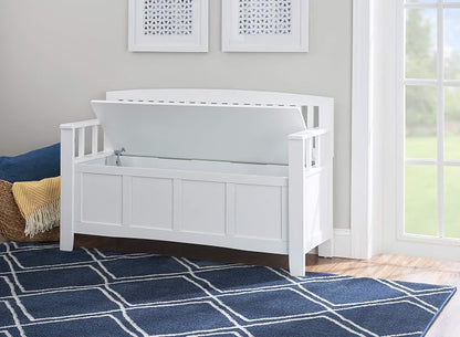 Cynthia White Storage Bench with Flip-Top Lid and Hidden Storage Space by Linon
