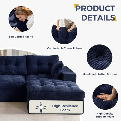 MAXYOYO Modular Sectional Sofa with Ottoman and Loveseat, Cloud Boneless Couch with Layered Cushion, Flexible Module Combination Sofa for Living Room, No Assembly Required,Navy