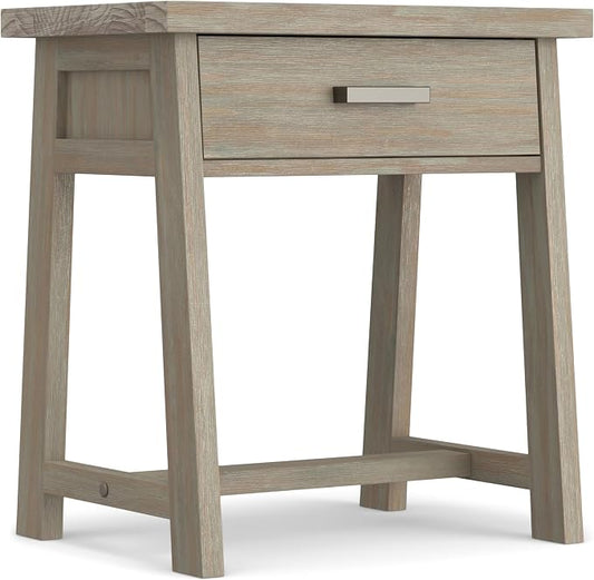 SIMPLIHOME Sawhorse SOLID WOOD 24 Inch Wide Modern Industrial Bedside Nightstand Table in Distressed Grey, For the Living Room and Bedroom