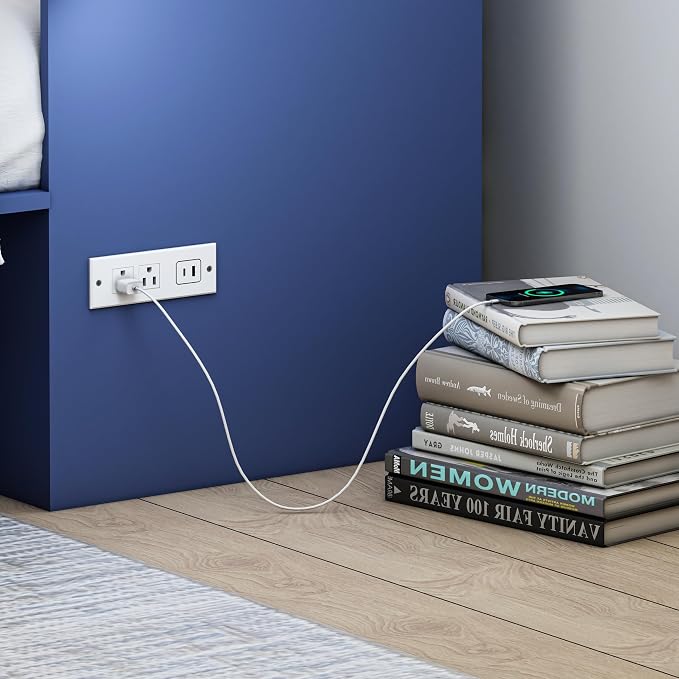 Queen Murphy Bed with Storage & Charging Station, Farmhouse Murphy Cabinet Bed with Large Drawer, Hideaway Foldable Platform Bed for for Guest Room, Bedroom, Home Office, Blue