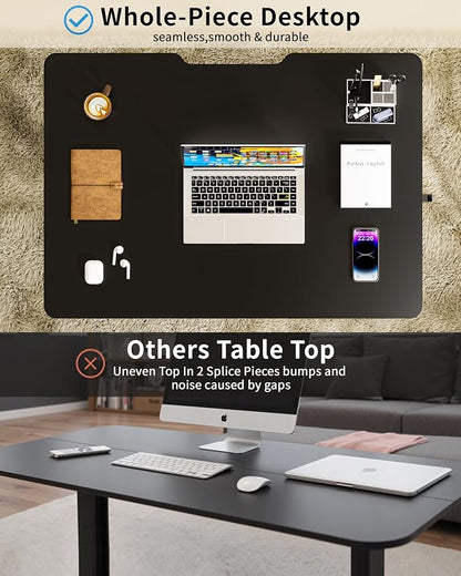 Okin Small Electric Standing Desk, 36 x 24 Inches Whole Piece Height Adjustable Desk, Black Sit to Stand Desks Computer Workstation for Home Office