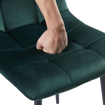 NORDICANA Forest Green Velvet Dining Chairs Set of 4, Upholstered Tufted Kitchen Chairs, Comfortable Seat, Metal Leg, Easy Assembly