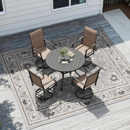 Soohow Outdoor Dining Set for 4, 5-Piece Round Table Patio Dining Set, 4 x Swivel Patio Chairs and 1 x 41 Round Outdoor Dining Table, for Poolside, Backyard and Proch