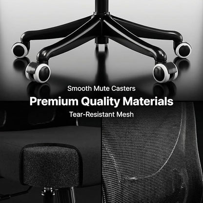 Monhey Office Chair Ergonomic Desk Chair with Lumbar Support&Headrest&Flip-up Arms Height Adjustable Rocking Swivel High Back Computer Chair Warm Taupe Mesh Study Chair (09black)