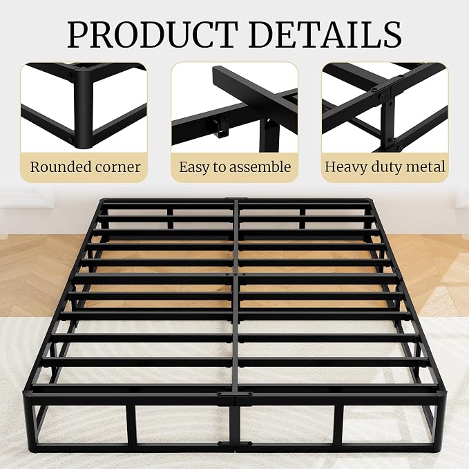 Awesofurni King Box Spring, 10 Inch High Profile King Size Box Spring Only, 3000 lbs Heavy Duty Metal Frame Mattress Foundation with Fabric Cover, Easy Assembly-Noise Free