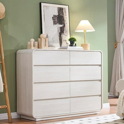 Standifurno 47’’ Wide Dresser with 8 Drawers, White Chest of Drawers with Deep Drawers & Handleless, Wooden Storage Organizer for Bedroom, Living Room, Hallway