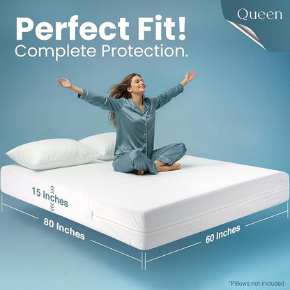Utopia Bedding Queen Mattress Protector Zippered (Pack of 10), 100% Waterproof Bed Bug and Dust Mite Proof Mattress Encasement, Absorbent 6 Sided Mattress Cover