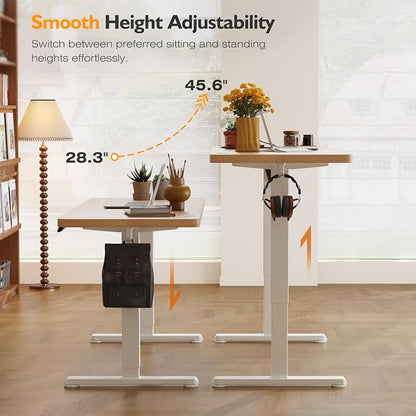 Monomi 59 inch Electric Standing Desk with Memory Preset, Adjustable Height Standing Desk for Home Office & Gaming, Large Computer Desk with Anti-Collision, Natural