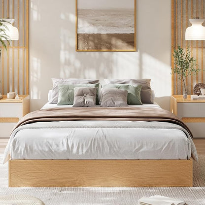 Garvee Wood Platform Bed Frame, King Size Low Profile Bed Frame Without Headboard, Wood Slat Support, No Box Spring Needed, Easy Assembly