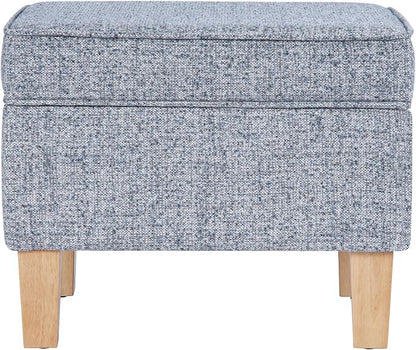 HomePop 22" Medium Tufted Storage Ottoman - Blue Gray Woven Fabric