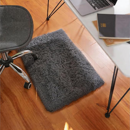 Ophanie Small 18" x 30" Rug Washable Non Slip Throw Bedside Area Rugs, Fluffy Soft Mini Bedroom Carpet, Door Entryway Indoor Inside Front Entrance Mat, Home Decor Aesthetic, Grey