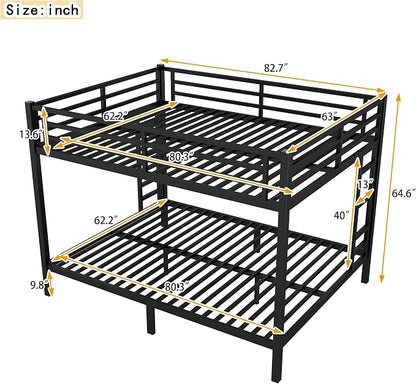 Bellemave Queen Over Queen Bunk Bed for Adults, Teens