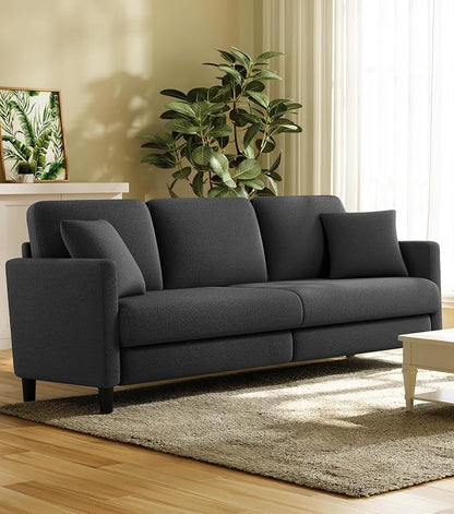 Welzona 83" Couches for Living Room, Teddy Sofa Couch, Comfy Sofas for Living Room, Tool-Free Setup Loveseat Sofa, All-Wood Love Seat Couches, Small Couch 2 Pillows Included, Grey