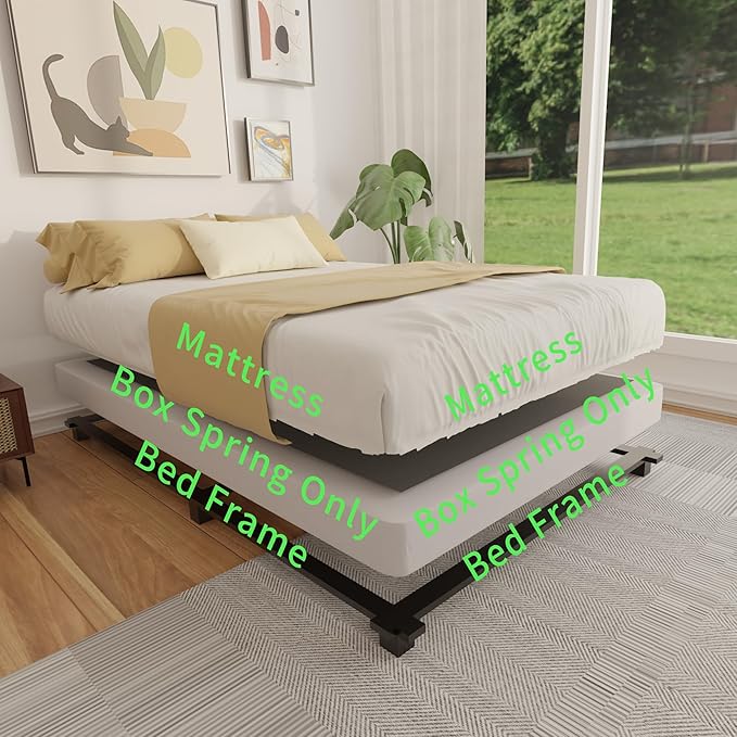 FMDMR Twin Box Spring 4 Inch - Low Profile Box Spring Twin, Heavy Duty Mattress Foundation Metal Bed Base with Fabric Cover, Noise Free, Easy Assembly, Non-Slip, 2500lbs Max