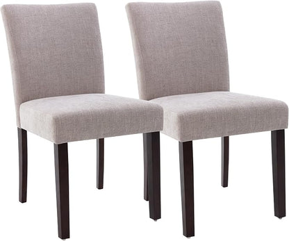 Watson & Whitely Modern Upholstered Dining Chairs, Set of 4, Fabric in Grey | Solid Wood Legs, Padded Seat, Low Back, Modern Armless Parsons Chair for Kitchen, Dining Room, Restaurant