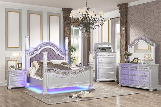 First of a Kind Valentina Silver King 5 Piece Bedroom Set