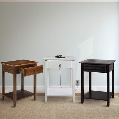 Casual Home Owl White Night Stand with USB Port , 17.5 in x 14.25 in x 24.5 in (W x L x H)