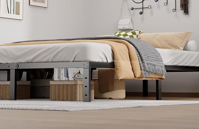 LUMUNANCE Metal Bed Frame King Size - 12 Inch Heavy-Duty King Platform Bed Frame No Box Spring Needed, Easy Assembly, Noise-Free, Sturdy Mattress Foundation, Underbed Storage Space