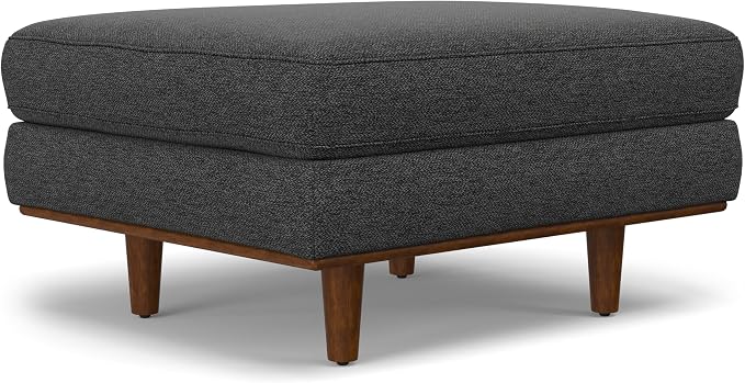 SIMPLIHOME Morrison 33-inch Wide Table Ottoman in Charcoal Grey Woven-Blend Fabric, Multifunctional Footrest, Coffee Table, or Extra Seating for Living Room, Mid-Century Modern Style