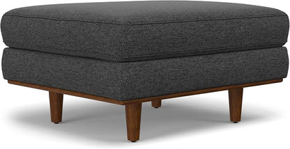 SIMPLIHOME Morrison 33-inch Wide Table Ottoman in Charcoal Grey Woven-Blend Fabric, Multifunctional Footrest, Coffee Table, or Extra Seating for Living Room, Mid-Century Modern Style