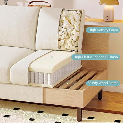 Ihanherry 68" Loveseat Sofa, Modern 2-Seat Couch, Mid Century Sofa, Comfy Chenille Deep Seat Couch for Living Room, Bedroom, Office, Apartment, Beige