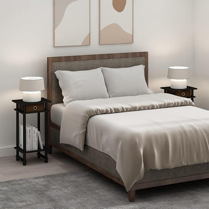 Furinno Turn-N-Tube Tall Nightstand with Bin, 1-Pack, Plastic Poles, Espresso/Brown