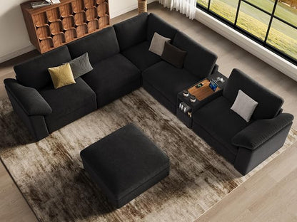 EASE MOOSE Oversized Sectional Modular Sofa, Extra Large v Shape Sectional Couch Wide Deep Seat Modular Cloud Couch,Removable Cover