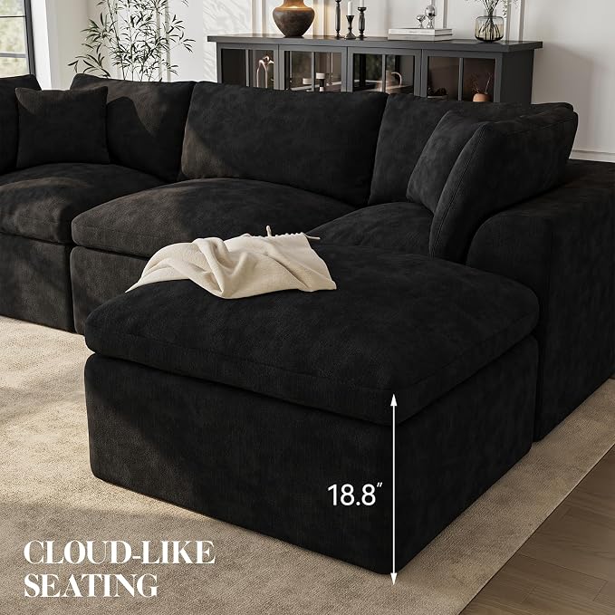 Loveseat Sofa | 72 Inch Modern Boneless Couch for Small Spaces | 2 Seater Small Sofa for Apartment Bedroom Living Room | Black Love Seat