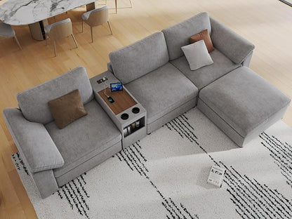 EASE MOOSE Oversized L Shape Sectional Sofa, Grey