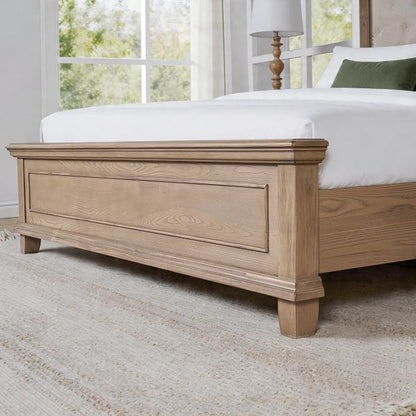 AMERLIFE Queen Size Solid Wood Bed Frame, Greige | Tufted Headboard, 68" Tall Bed and Headboard, Noise-Free, Easy Assemble, Solid Pine, Wooden Slats Support, Queen Size Bed