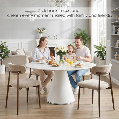 Furniliving Mid Century Modern Dining Chairs Set of 6, 300 lbs Capacity Upholstered Chenille Kitchen Chairs with Walnut Grain Metal Legs and Ergonomic Curved Back, Camel(Walnut/Chenille)
