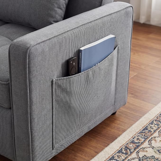 Sleeper Chair, Pull Out Chair Sleeper with Adjustable Back & Pocket, Convertible Chairs Bed Sleepers for Adults, 3 in 1 Sofa Bed Chairs for Small Spaces, Living Room, Gray