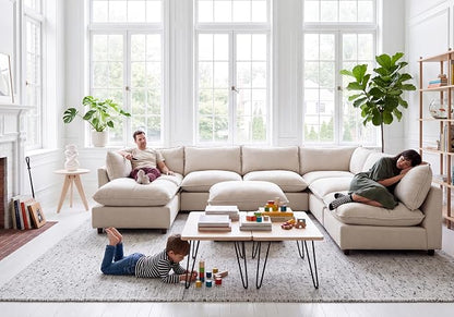 Iroomy Modular Sectional Sofa, Oversized Chenille Cloud Couch, Deep Comfy Seat, 8-Seater Sofas Couches for Living Room, Beige, High Feet