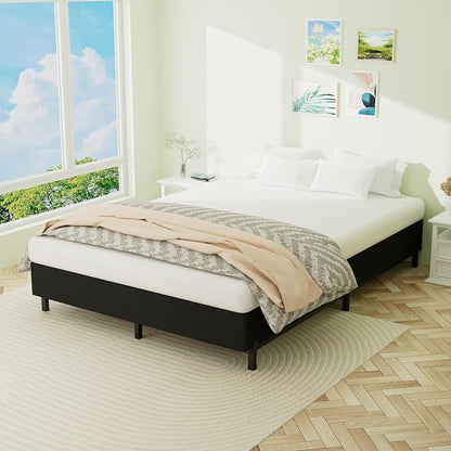 Superay Queen Box Spring, 5 inch Box Spring for Queen Bed, Heavy Duty Metal Bed Frame with Fabric Cover, 3000lbs Max Weight Capacity Bed Base Mattress Foundation, Easy Assembly, Noise Free, Black