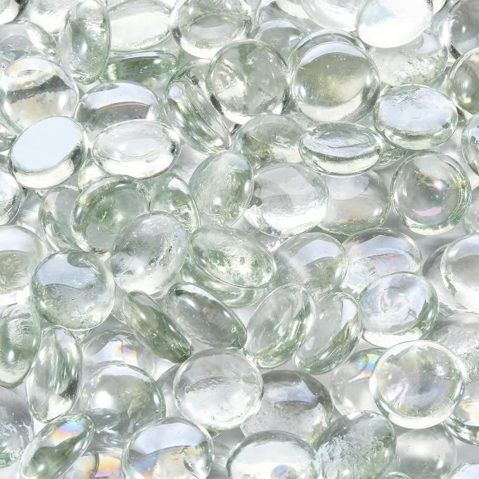 10 Pounds Firepit Glass, 3/4 Inch Glass Beads, Rocks for Fire Pit Table, Fireplace and Fire Bowl, Crystal Luster