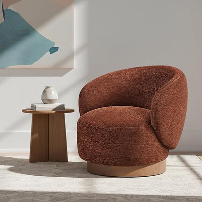 KISLOT Swivel Accent Chair Modern Round Barrel Armchair with Upholstered Performance Fabric for Living Room Bedroom Waitingroom,1 Box,Red